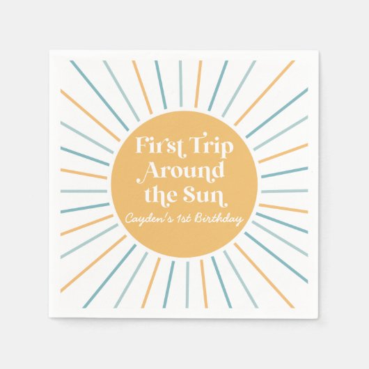Serviette En Papier Boho Premier voyage autour du soleil 1er anniversa (Devant)