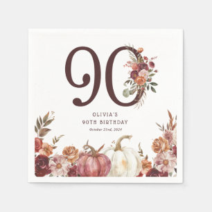Serviette En Papier Boho Pumpkin Automne Fleurir 90e Anniversaire