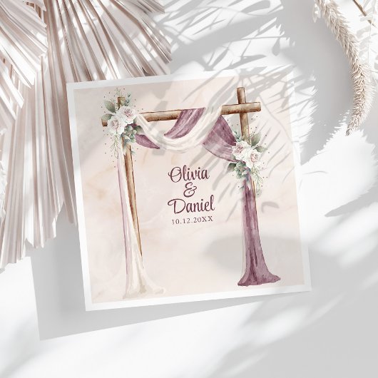 Serviette En Papier Boho Purple Floral Canopy Mariage