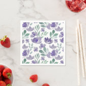 Serviette En Papier Boho Purple Floral Mariage (En situation)