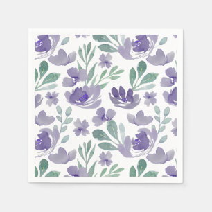 Serviette En Papier Boho Purple Floral Mariage
