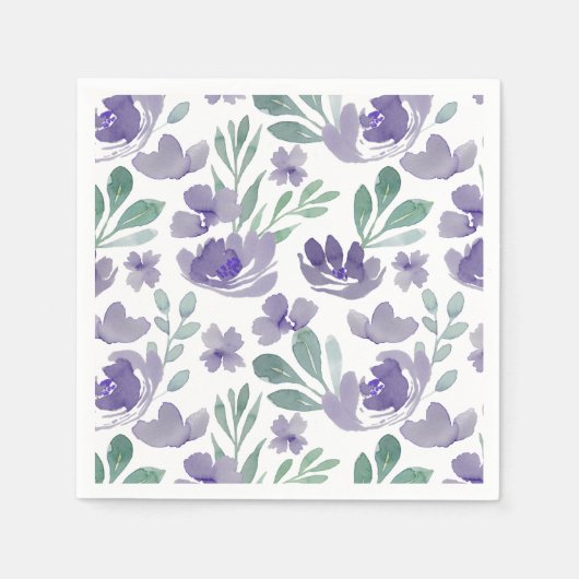 Serviette En Papier Boho Purple Floral Mariage (Devant)