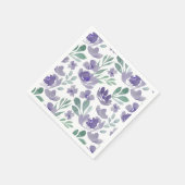 Serviette En Papier Boho Purple Floral Mariage (Coin)
