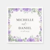 Serviette En Papier Boho Purple Floral Mariage d'aquarelle (Devant)