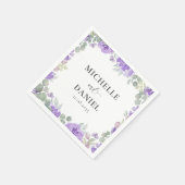 Serviette En Papier Boho Purple Floral Mariage d'aquarelle (Coin)