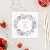 Serviette En Papier Boho Purple Floral Wreath Wedding (En situation)