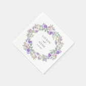 Serviette En Papier Boho Purple Floral Wreath Wedding (Coin)