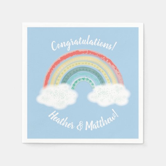 Serviette En Papier Boho Rainbow Baby shower Blue Boy (Devant)