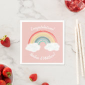 Serviette En Papier Boho Rainbow Baby shower rose (En situation)