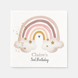 Serviette En Papier Boho Rainbow Birthday Napkins Rainbow Party Pastel