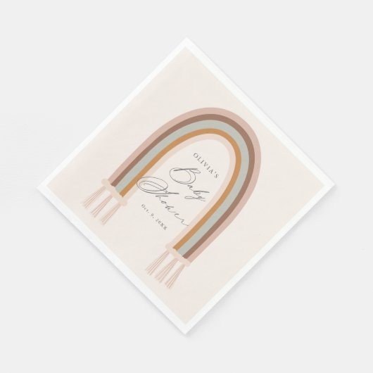 Serviette En Papier Boho Rainbow Earth Tone Baby shower (Coin)