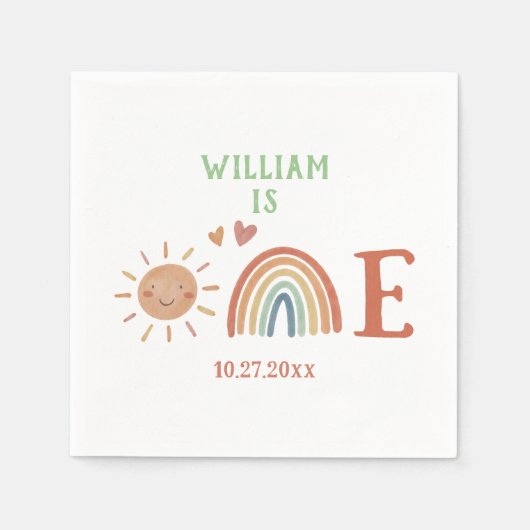 Serviette En Papier Boho Rainbow fête d'anniversaire (Devant)