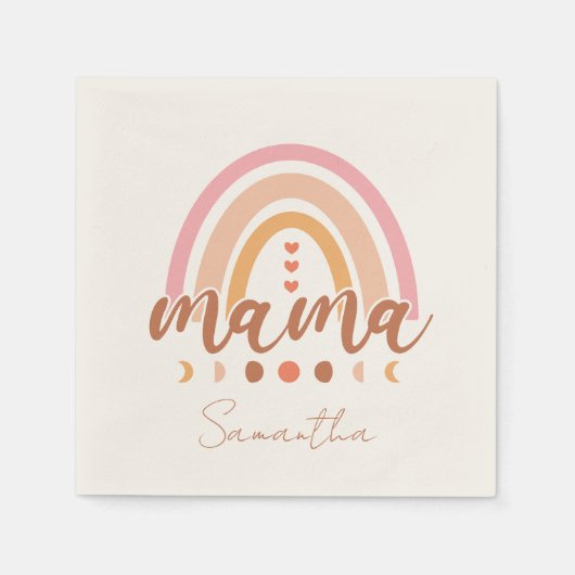 Serviette En Papier Boho Rainbow Mama avec phases de lune (Devant)