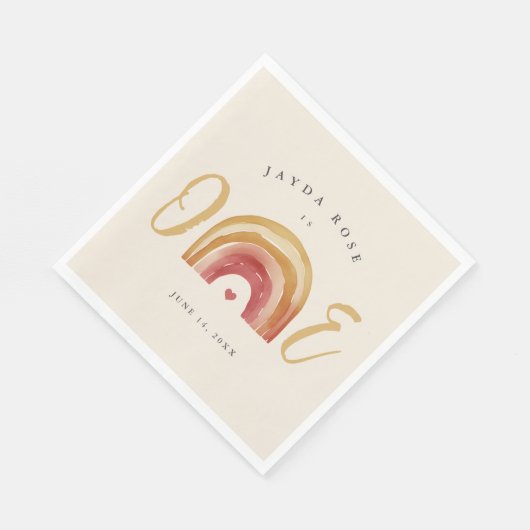 Serviette En Papier Boho Rainbow Un Premier Anniversaire (Coin)
