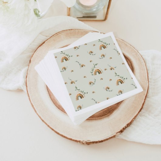 Serviette En Papier Boho rainbows eucalyptus baby shower de pépinière