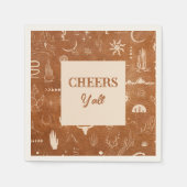 Serviette En Papier Boho Ranch Mariage Cheers Papier Cocktail Napkin (Devant)