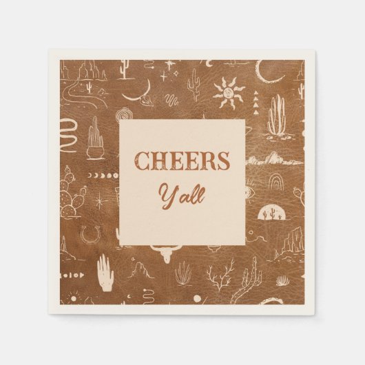 Serviette En Papier Boho Ranch Mariage Cheers Papier Cocktail Napkin (Devant)