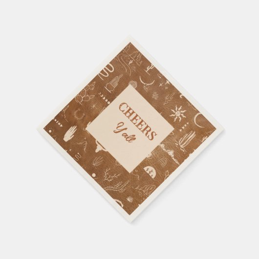 Serviette En Papier Boho Ranch Mariage Cheers Papier Cocktail Napkin (Coin)