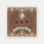 Serviette En Papier Boho Ranch Mariage Monogram Papier Cocktail Napkin (Devant)