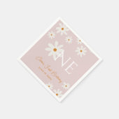 Serviette En Papier Boho Retro Blush Rose Daisy Premier anniversaire (Coin)