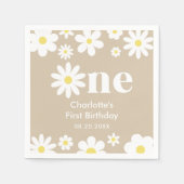 Serviette En Papier Boho Retro Daisy 1er anniversaire (Devant)