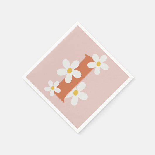 Serviette En Papier Boho Retro Daisy 1er anniversaire Super (Coin)