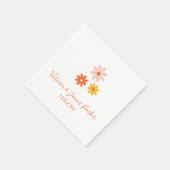 Serviette En Papier Boho Retro Daisy Couples Nom Mariage Napkins (Coin)