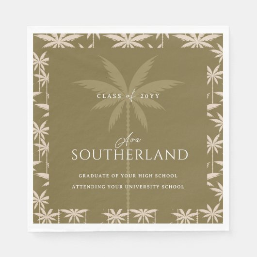 Serviette En Papier Boho Retro Tropical Palm Tree Motif Graduation (Devant)