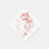 Serviette En Papier Boho rose Aquarelle Fleurs Vos Noms Mariage (Coin)