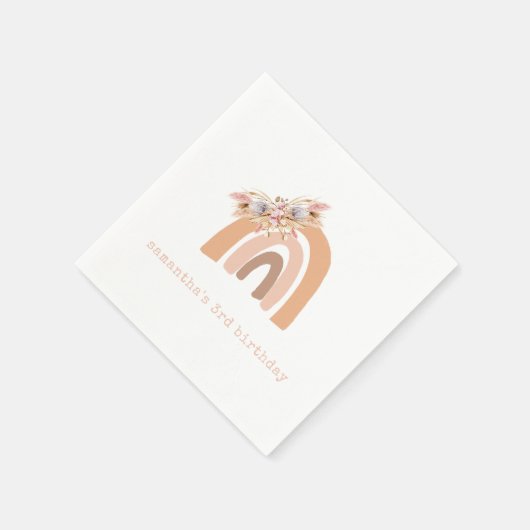 Serviette En Papier Boho rose arc-en-ciel Pampas Grass fête d'annivers (Coin)