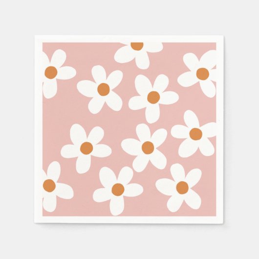 Serviette En Papier Boho Rose Daisy Anniversaire (Devant)