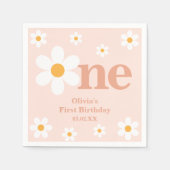 Serviette En Papier Boho Rose Daisy Premier anniversaire (Devant)