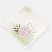 Serviette En Papier Boho rose fleurs vert feuille botanique (Coin)