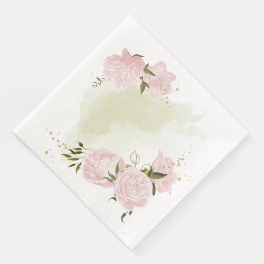 Serviette En Papier Boho rose fleurs vert feuille botanique (Coin)