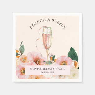 Serviette En Papier Boho Rose Floral pour Brunch & Bulles