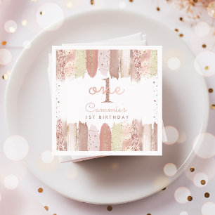 Serviette En Papier Boho Rose Gold Blush Rainbow 1er fête d'anniversai