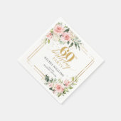 Serviette En Papier Boho rose or fleuri eucalyptus 60e anniversaire (Coin)
