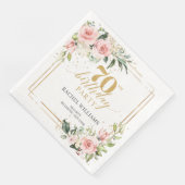 Serviette En Papier Boho rose or fleuri eucalyptus 70e anniversaire (Coin)