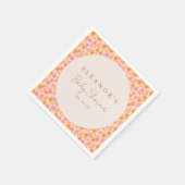 Serviette En Papier Boho Rose Orange Floral Cute Baby shower personnal (Coin)