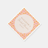Serviette En Papier Boho Rose Orange Floral Douce Mariage Sur Mesure (Coin)