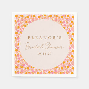 Serviette En Papier Boho Rose Orange Floral Mignon Mariage Personnalis