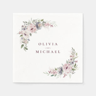 Serviette En Papier Boho rose pâle mariage à fleurs