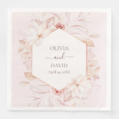 Serviette En Papier Boho rose pâle Roses Mariage serviettes (Devant)