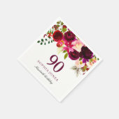 Serviette En Papier Boho rouge Bourgogne 90e fête d'anniversaire (Coin)
