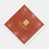 Serviette En Papier Boho rouge moderne floral mariage chinois (Coin)
