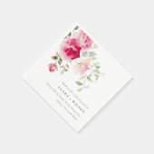 Serviette En Papier Boho Rouge Rose Fleurs Mariage d'aquarelle (Coin)