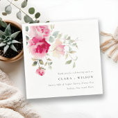 Serviette En Papier Boho Rouge Rose Fleurs Mariage d'aquarelle