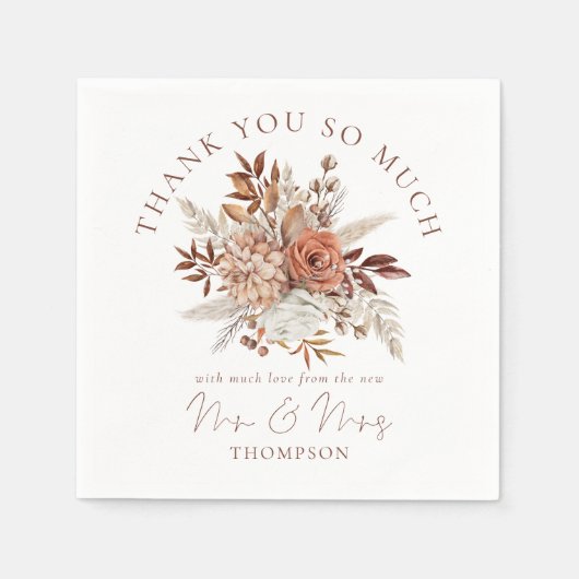 Serviette En Papier Boho Rust Florals Nouveau M. Mme Merci (Devant)