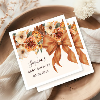 Serviette En Papier Boho Rustic Fall Floral Baby shower Party