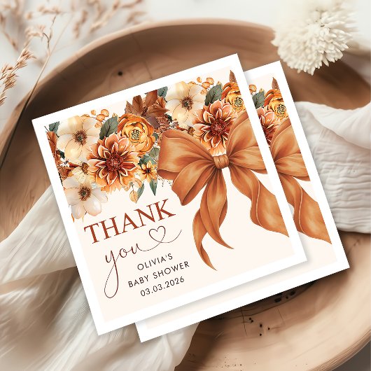 Serviette En Papier Boho Rustic Fall Floral Baby shower Party